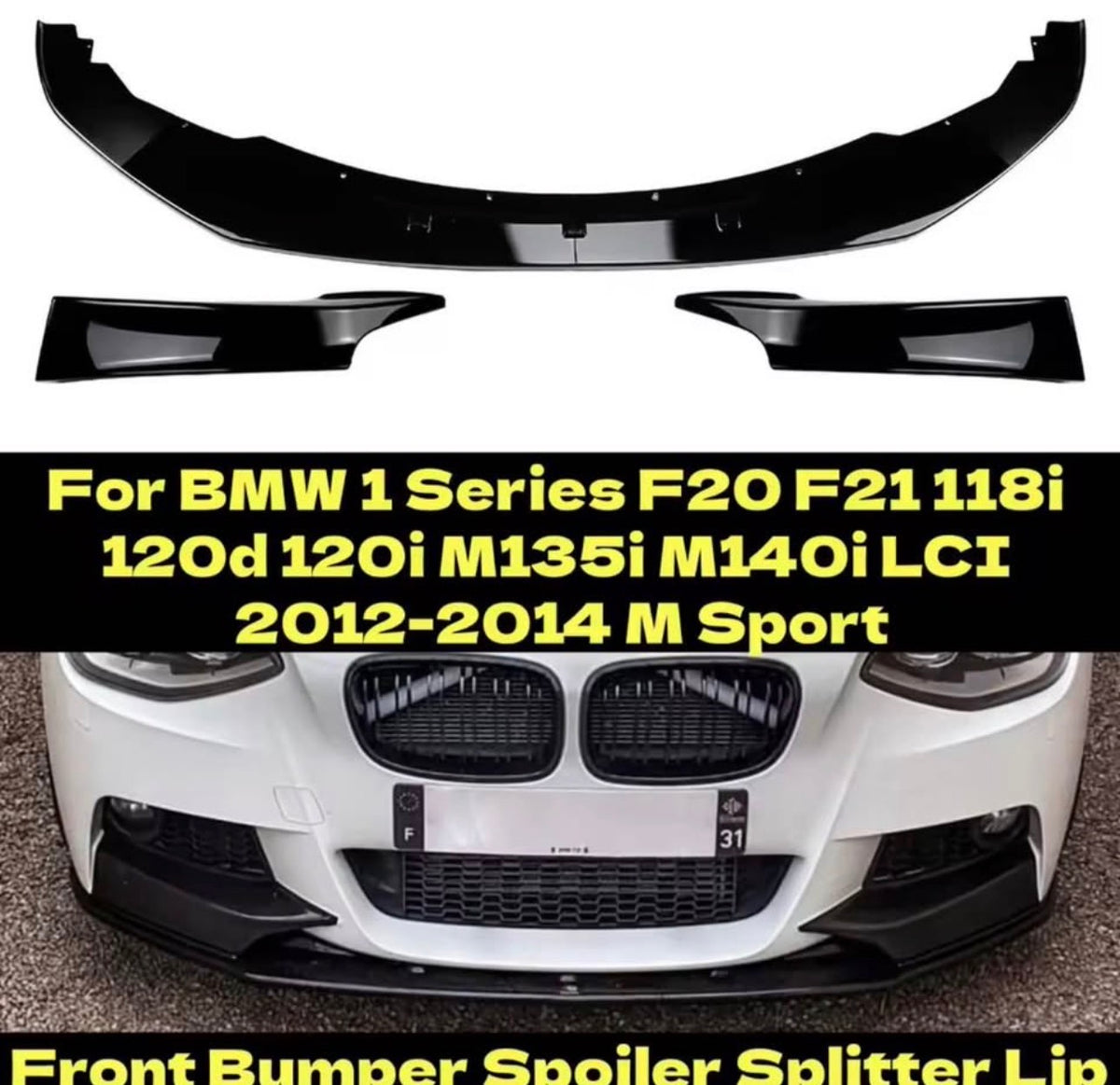 BMW 1 Series F20/F21 M-Sport 3-Piece Front Splitter Lip