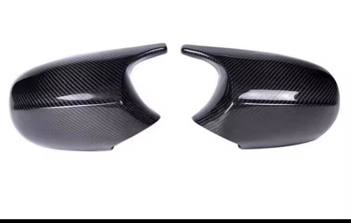 BMW E9X M-Style Replacement Mirror Caps – Gloss Black / Carbon Pattern / Forged Carbon – Pair