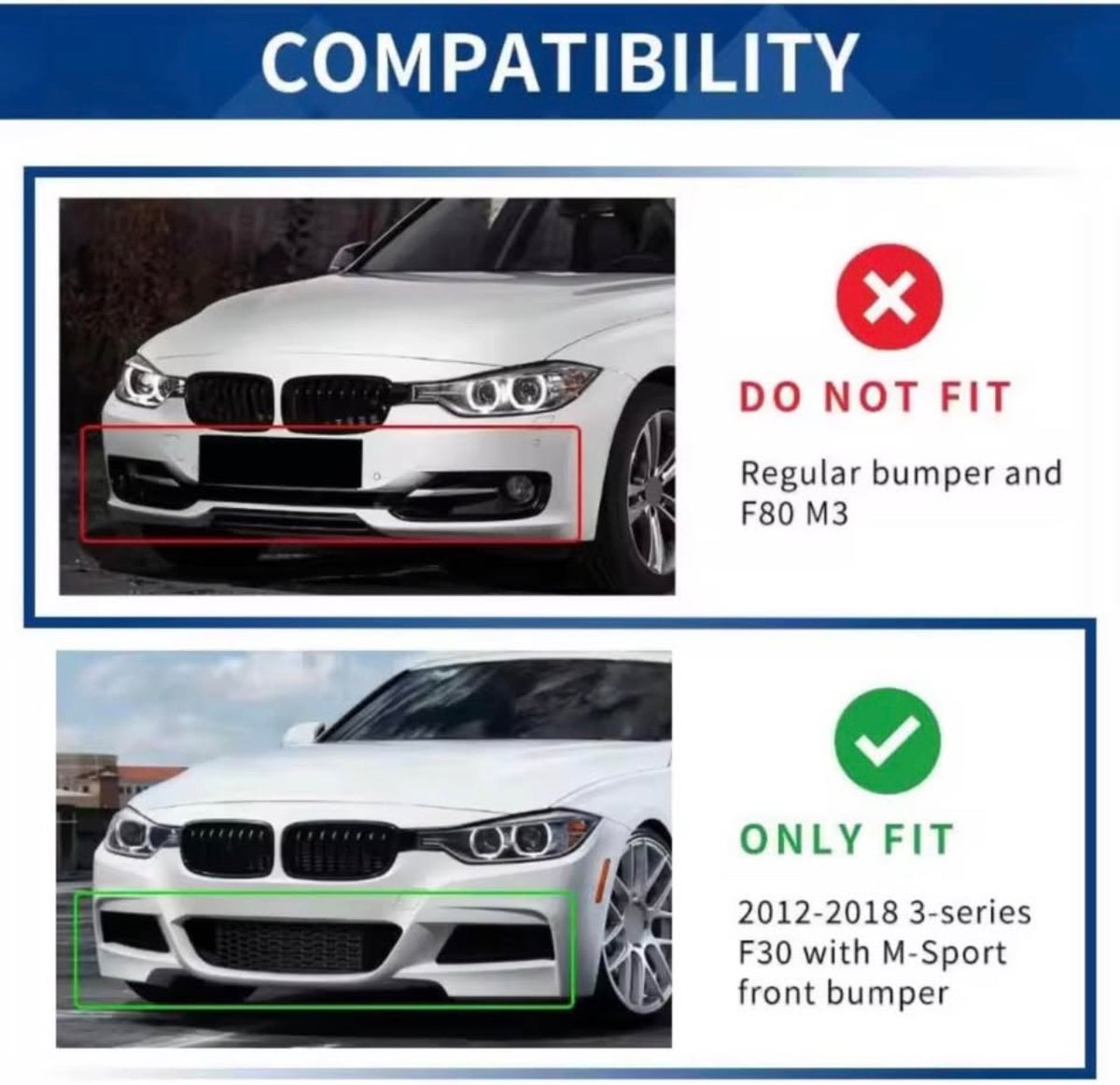 BMW 3 Series F30/F31 M Sport Front Splitter Lip